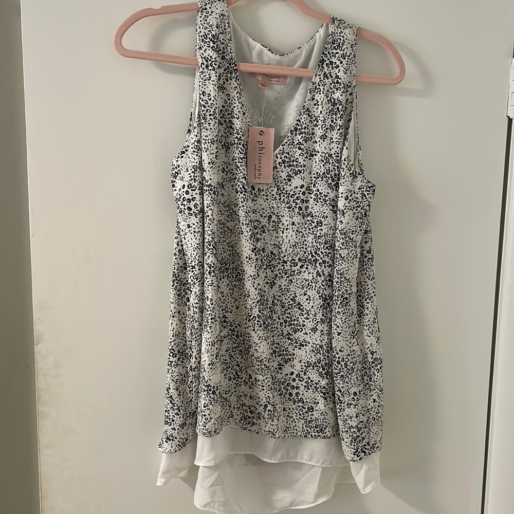 Philosophy Black/White Animal Print Top